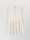 Self-portrait Off-the-shoulder Pleated Ribbed-knit Mini Dress