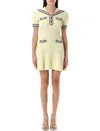 Self-portrait Knit Mini Dress Sailor Collar In Yellow