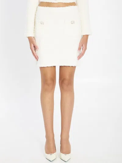 Self-portrait Knit Mini Skirt In Neutral