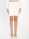 Self-portrait Textured Beige Skirt With Decorative Pockets In White