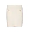 Self-portrait Textured Beige Skirt With Decorative Pockets In White