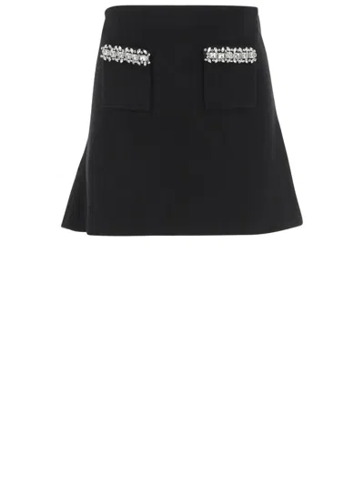 SELF-PORTRAIT SELF-PORTRAIT KNIT MINI SKIRT WITH CRYSTALS