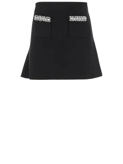 SELF-PORTRAIT KNIT MINI SKIRT WITH CRYSTALS