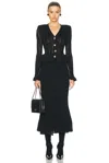 Self-portrait Crystal-embellished Pointelle-knit Peplum Midi Dress In Black