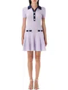 Self-portrait Mini Dress In Openwork Mesh In Purple
