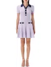Self-portrait Mini Dress In Openwork Mesh In Purple