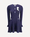 Self-portrait Self Portrait Women Perforated Knit Short Dress With Removable Lace Brooch In Blue