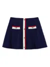 Self-portrait Pointelle-knit Embellished Skirt In Blue