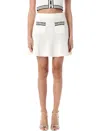Self-portrait Textured Knit Skirt With Pockets And Buttons In White