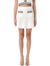 Self-portrait Textured Knit Skirt With Pockets And Buttons In White