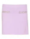 Self-portrait Knit Skirt With Crystal Embellishments And Elegant Silhouette In Purple