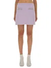 Self-portrait Knit Skirt With Crystal Embellishments And Elegant Silhouette In Pink