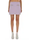 Self-portrait Knit Skirt With Crystal Embellishments And Elegant Silhouette In Purple