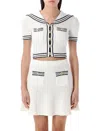 Self-portrait Textured Knit Cotton Blend Top In White