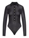 Self-portrait Viscose Knit Bodysuit In Black