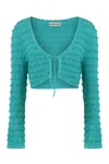 Self-portrait Embellished Striped Knit Cardigan In Green