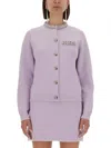 Self-portrait Lilac Crystal-trim Cardigan With Round Neckline In Purple