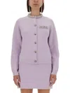 Self-portrait Lilac Crystal-trim Cardigan With Round Neckline In Purple
