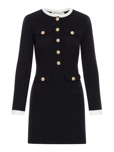 SELF-PORTRAIT STRETCH TWEED MINI DRESS