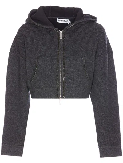 SELF-PORTRAIT KNITTED CROPPED HOODIE