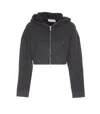 Self-portrait Knit Cropped Zip Hoodie In Grigio