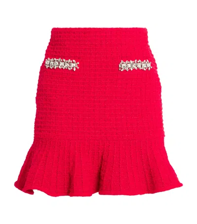 Self-portrait Textured Knit Mini Skirt In Red