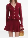 Self-portrait Self Portrait Women Burgundy Pointelle Knit Long-sleeved Mini Dress In Red