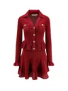 Self-portrait Self Portrait Women Burgundy Pointelle Knit Long-sleeved Mini Dress In Red