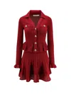 Self-portrait Self Portrait Women Burgundy Pointelle Knit Long-sleeved Mini Dress In Red