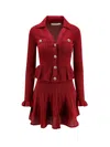 Self-portrait Self Portrait Women Burgundy Pointelle Knit Long-sleeved Mini Dress In Red