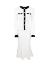 Self-portrait Pointelle Knit Contrast Midi Dress In White
