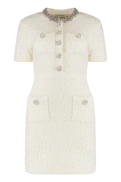 Self-portrait Short Knit Dress In Neutral