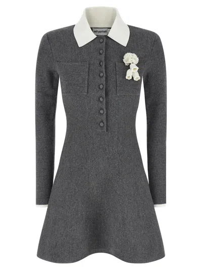 Self-portrait Knitted Dress Dresses Gray