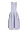 Self-portrait Crystal-embellished Ribbed Stretch-knit Midi Dress In Blue