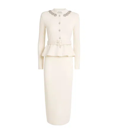 Self-portrait Knitted Embellished Midi Dress In White