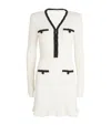 Self-portrait Textured White Dress With Beaded V-neckline In White