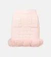 Self-portrait Knitted Faux Fur-trimmed Miniskirt In Pink