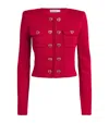 Self-portrait Short Knitted Cardigan With Heart-shaped Buttons In Red