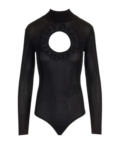 Self-portrait Knitted Jumpsuit In Black