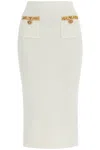 Self-portrait Cream Knit Lurex Trim Midi Skirt In Cream (white)