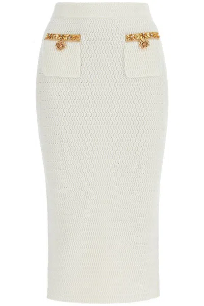 Self-portrait 'knitted Lurex Midi Skirt In White