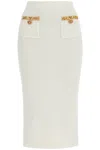 Self-portrait Knee-length Skirt With Textured Fabric And Gold Accents In White