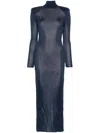 Self-portrait Ribbed Lurex Knit Turtleneck Maxi Dress