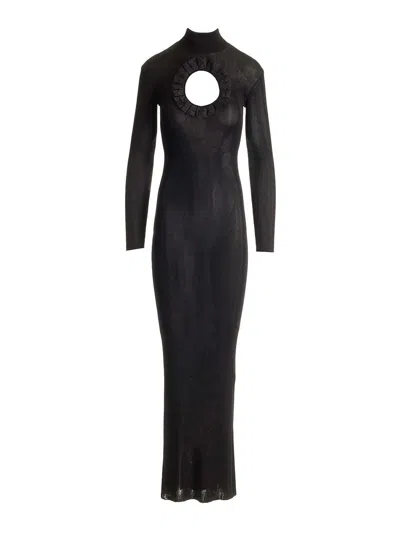 Self-portrait Knitted Maxi Dress In Black