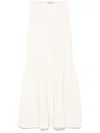 Self-portrait Womens Flared Ribbed Knitted Midi Skirt Cream In Neutrals