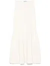 Self-portrait Womens Flared Ribbed Knitted Midi Skirt Cream In Neutrals