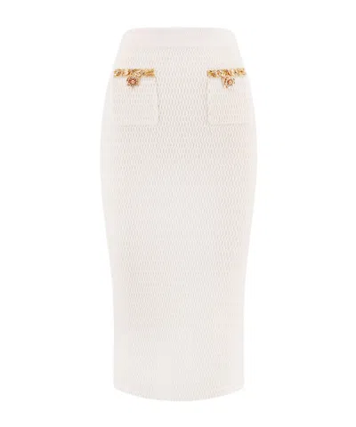 Self-portrait Knee-length Skirt With Textured Fabric And Gold Accents In Pattern