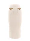 Self-portrait Cream Knit Lurex Trim Midi Skirt