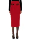 Self-portrait Embellished Knitted Midi Skirt In Red