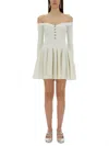 Self-portrait Off-the-shoulder Pleated Ribbed-knit Mini Dress